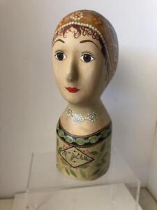 Vintage Hand Painted Millinery Plaster Head- Mme De Chelles French Display HATS
