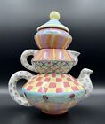 Vintage 1993 MacKenzie Childs Wallcourt Ceramic Stacking Teapot ~ Rare HTF