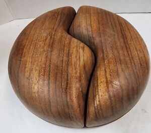 Vtg Signed Bobby Falwell Modernist Hand Carved Wood Box w/ Pivoting Segments Lid