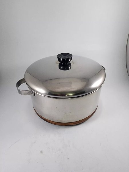 Vtg Revere Ware 4 Qt Sauce Pot w Lid No 1424 Metal Handles 1801 Pat No. Pre 1968
