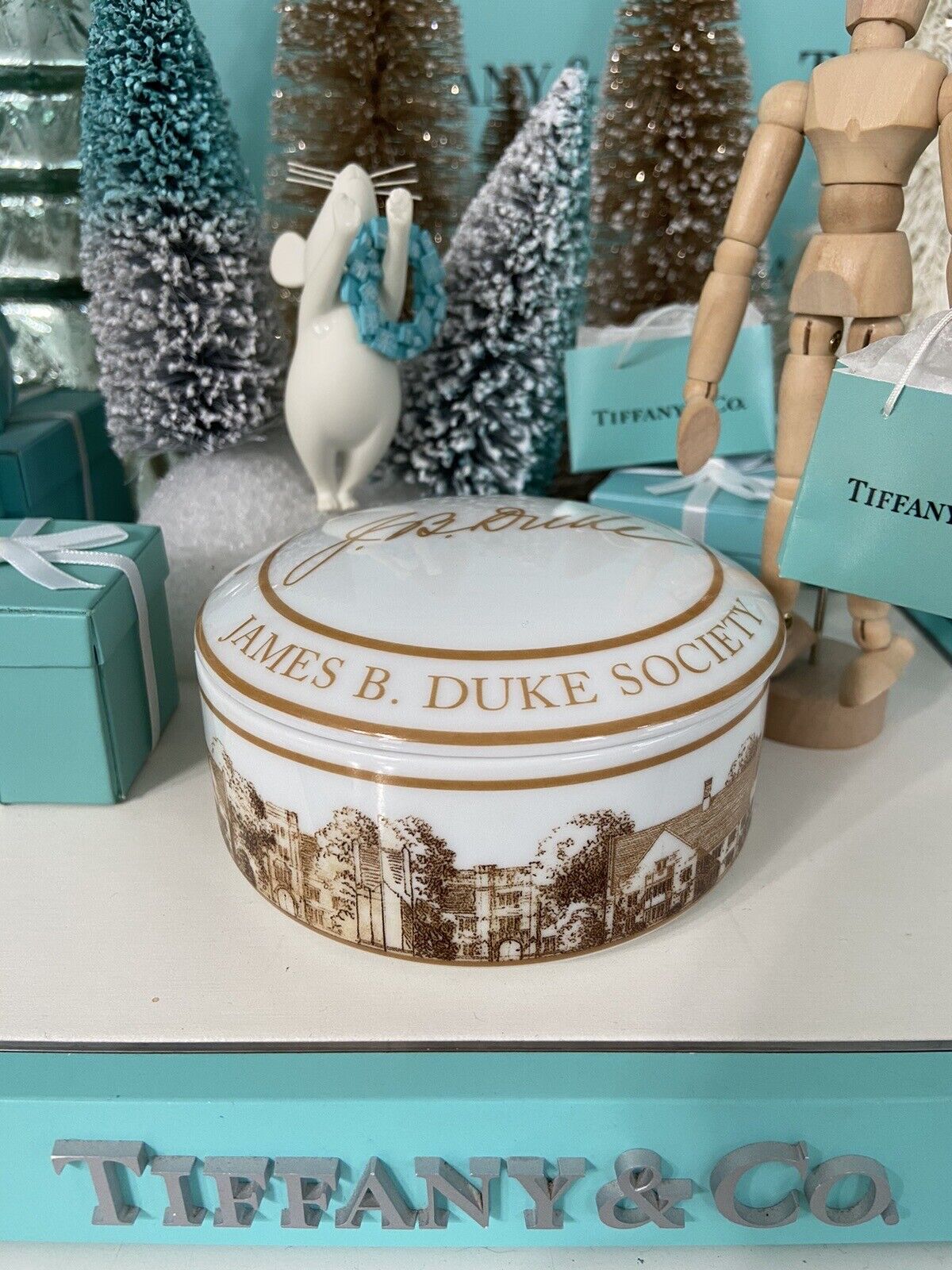Tiffany&Co. Duke University Trinket Box James B Duke Society VTG 1998