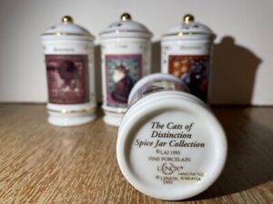 Vintage 1995 Lenox Cats Of Distinction Fine Porcelain Spice Jars, Full Set of 24