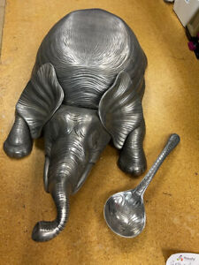 vintage Arthur Court Elephant Serving Tray Platter bowl w/ lid and serving spoon