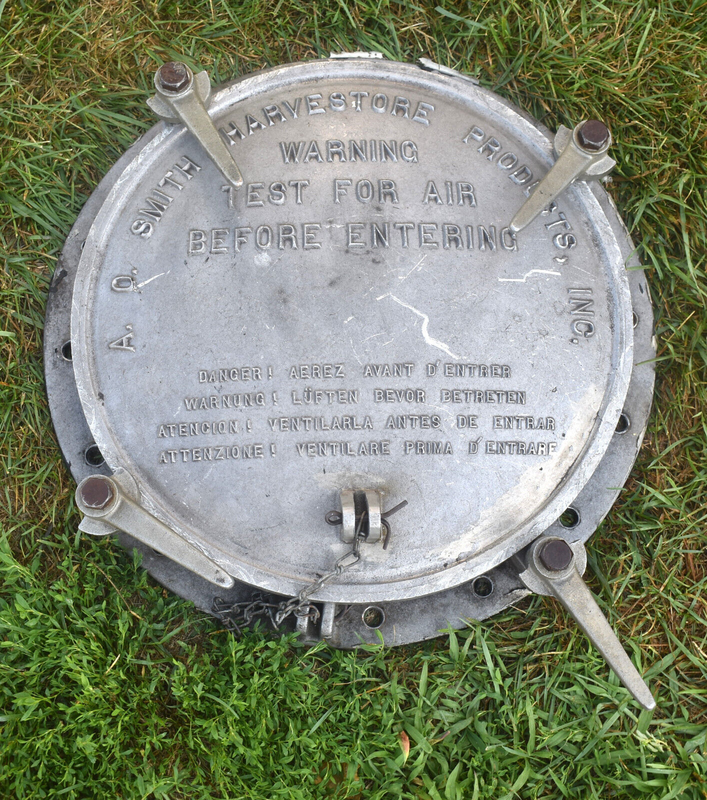 Vintage HARVESTORE FARM SILO Advertising Industrial Repurpose PORTHOLE LID COVER