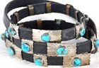 Vintage Navajo Hat Band Sterling Silver 18 Turquoise Conchos Buckle Belt 77 gs
