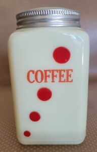 HTF McKee 29 Ounce Coffee Canister Custard Color With Red Dots
