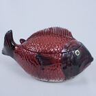 Vintage Early 1900’s Majolica Fish Soup Tureen Ladle Red Portugal PLEASE READ