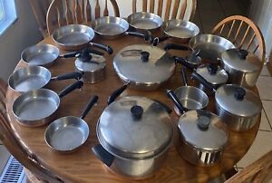 Vintage Revere Ware Copper Clad Bottom 24 Piece Set