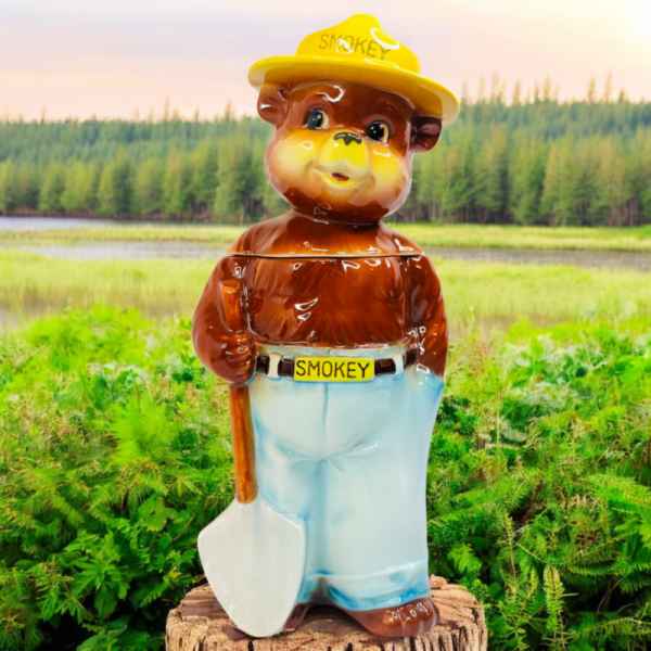 Smokey the Bear Vintage Norcrest Cookie Jar Sugar Lollipop Container 10" H READ