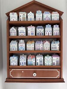 LENOX SPICE VILLAGE SPICE JARS COMPLETE 24 PIECE SET WITH SHELF VINTAGE 1988