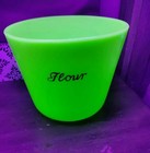 McKee 5" Uranium Glass Script Flour Canister Jadeite NO Lid - Beautiful