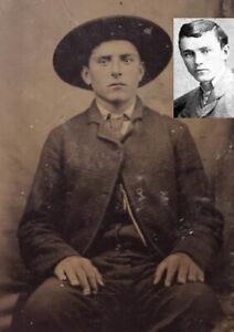 Antique Tintype Photo Old West Cowboy Hat Outlaw Jesse James Killer BOB FORD