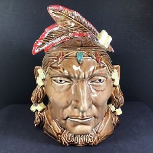 Vintage 1st Run McCoy Pottery Indian Head Native American Cookie Jar 1954 1956