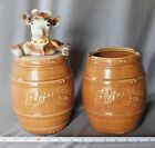 Rare Vintage Elsie the Cow cookie jars Borden's dairy barrel Pottery Guild lid
