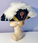 Vintage Masonic Knights Templar Ostrich Feather Hat Chapeau w Metal Accent