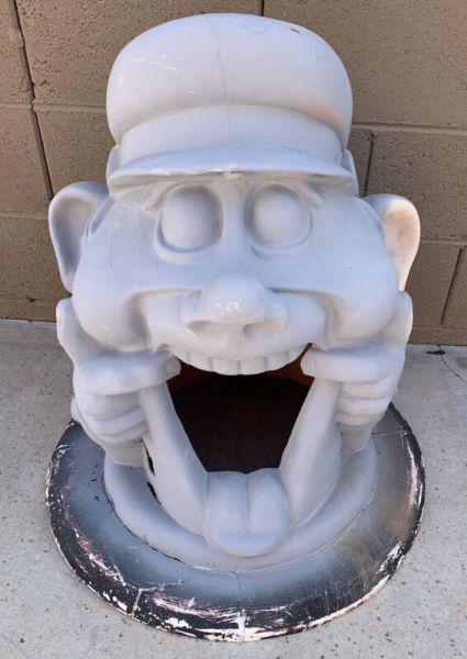 Vintage Carnival Head Trash Can Lid Circus/ Amusement Park Garbage Topper