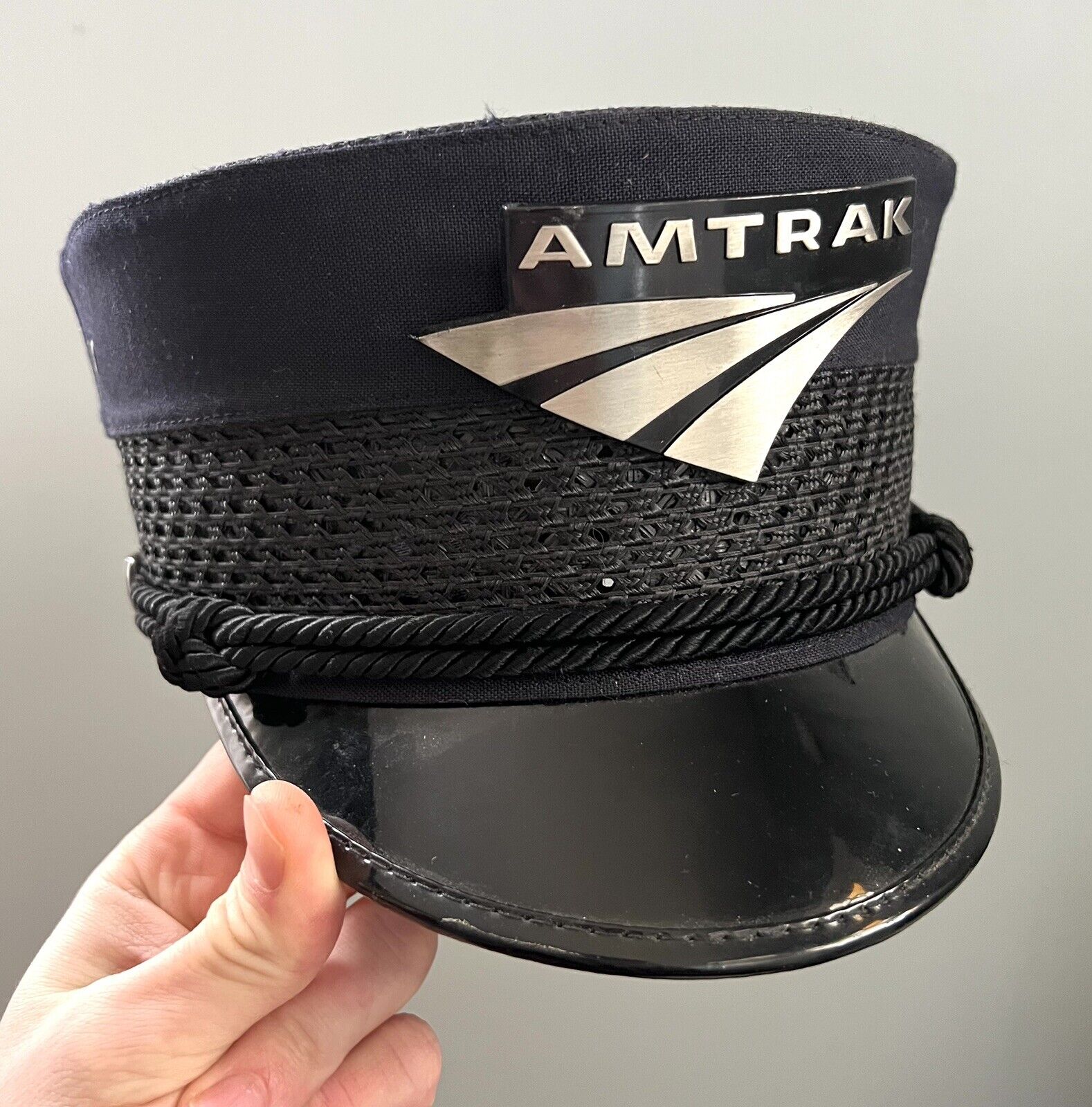 ?VTG AMTRAK CONDUCTORS HAT MESH UNIFORM NATIONAL PASSENGER RAIL BADGE 7 1/4?