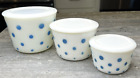 McKee Blue Polka Dots on White Milk Glass 3 Piece Round Storage Jar Canister Set