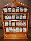 Vintage 1989 Lenox Spice Village & Wood Rack, 24 Porcelain Houses - Excellent