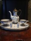 New ListingRare Antique Royal Copenhagen Blue Full Lace Coffee/ Pot Tray Creamer Silver L#1
