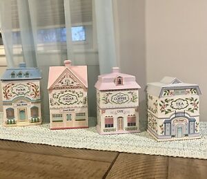 Lenox Village Canister Set, 1990, RARE, Hard To Find, 4 Canisters with Lids