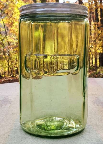 SNEATH HOOSIER COLONIAL GREEN Paneled COFFEE CANISTER JAR & LID ~ FREE SHIPPING