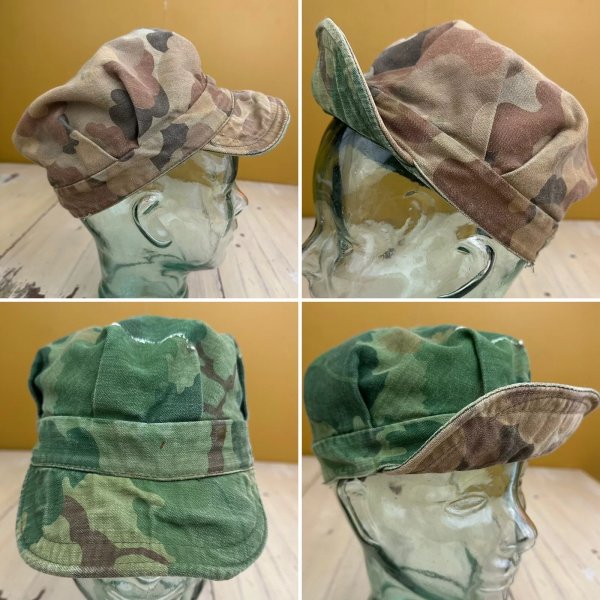 FATIGUE CAP - Vtg USMC Original Vietnam Mitchell Camo Reversible Hat, Mens 7 1/8