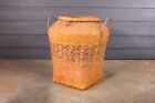 Vintage Choctaw Indian Large Woven River Cane Basket with Lid Mississippi RARE