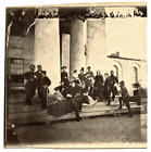 Photograher Mathew B. Brady is shown in a Top Hat at Arlington house, VA -NR-