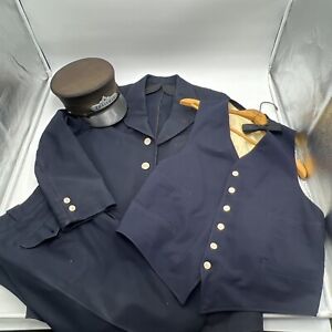 VTG 1937 CANNON TAILORS ERIE RAILROAD CONDUCTOR UNIFORM - JACKET, VEST, HAT + 2
