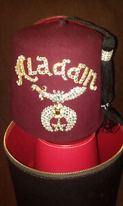 S ALADDIN RED FEZ HAT SZ 7 1/4VINTAGE NEW YORK CITY MASONIC FREEMASONRY SHRINER