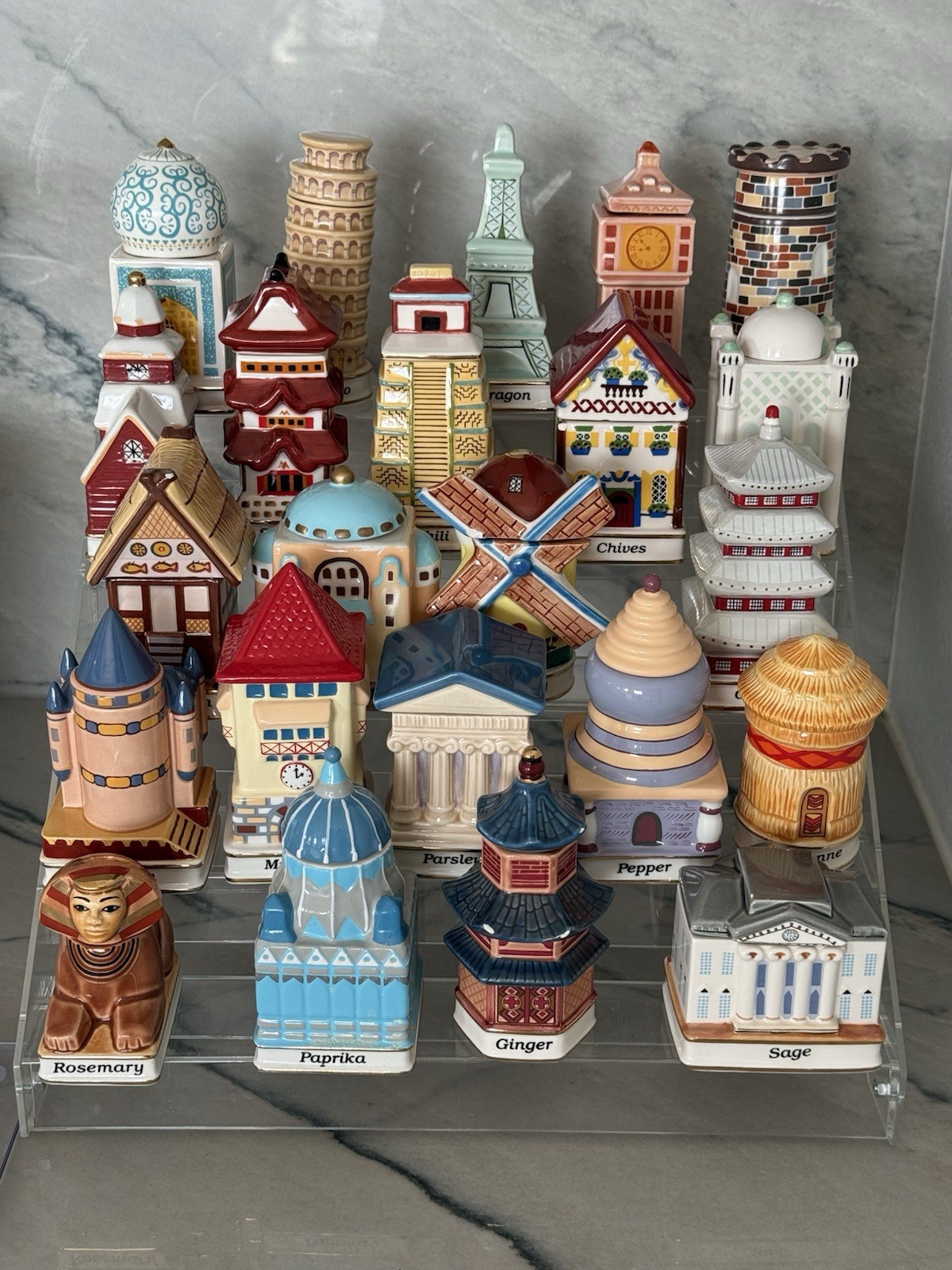 New ListingVintage 1993 Danbury Mint Spices of the World Complete spice village Set x24