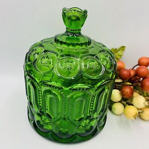 RARE LE Smith Moon and Stars 8” Green JARDINIERE Biscuit Cookie Jar Canister Vtg