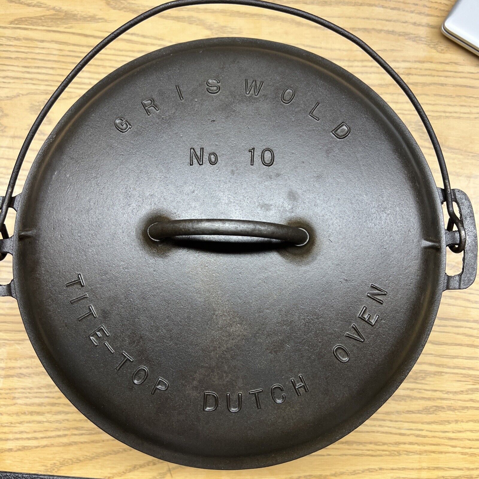RARE Griswold No 10 Cast Iron Tire-Top Dutch Oven Restored Condition Slant LBL