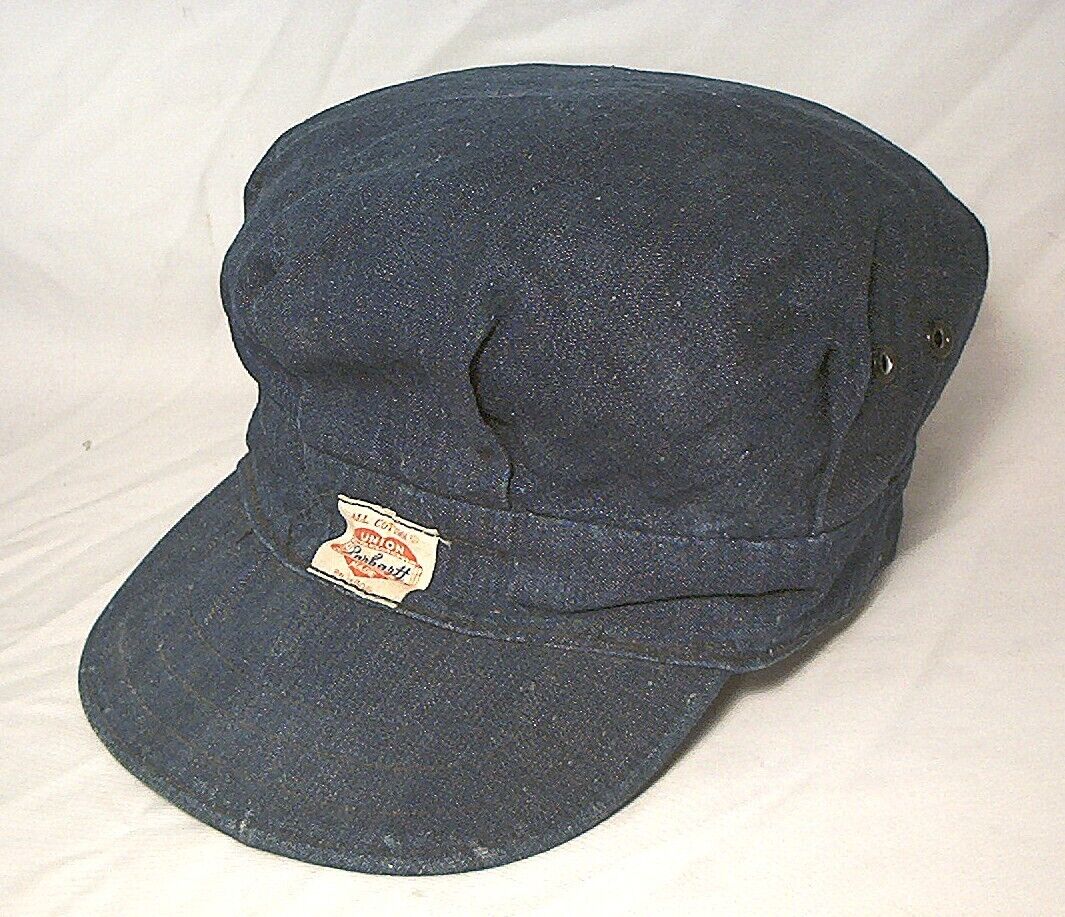 1950s-60s CARHARTT BLUE COTTIN DENIM RAILROAD ENGINEER HAT