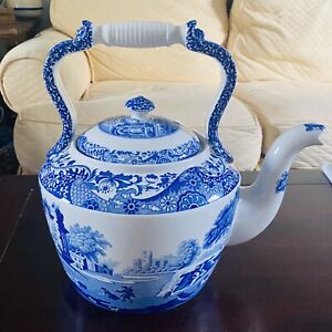 Vintage Spode Made in England Italian Blue & White Porcelain Kettle Never Used