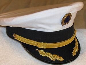 Vintage Super RARE PanAm Airline Pilot visor with PanAm Hat Badge,S-7-1/8