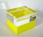 Vintage Original Albrizzi Yellow Lacquer Box w/Lucite Lid - Signed