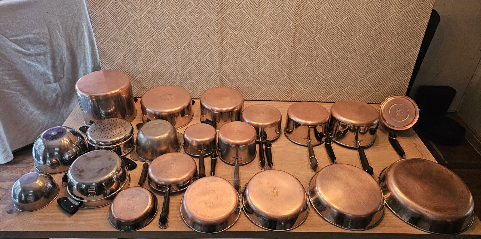 Vintage REVERE WARE 1801 Copper Bottom 32 PC Cookware Set Pot & Pans