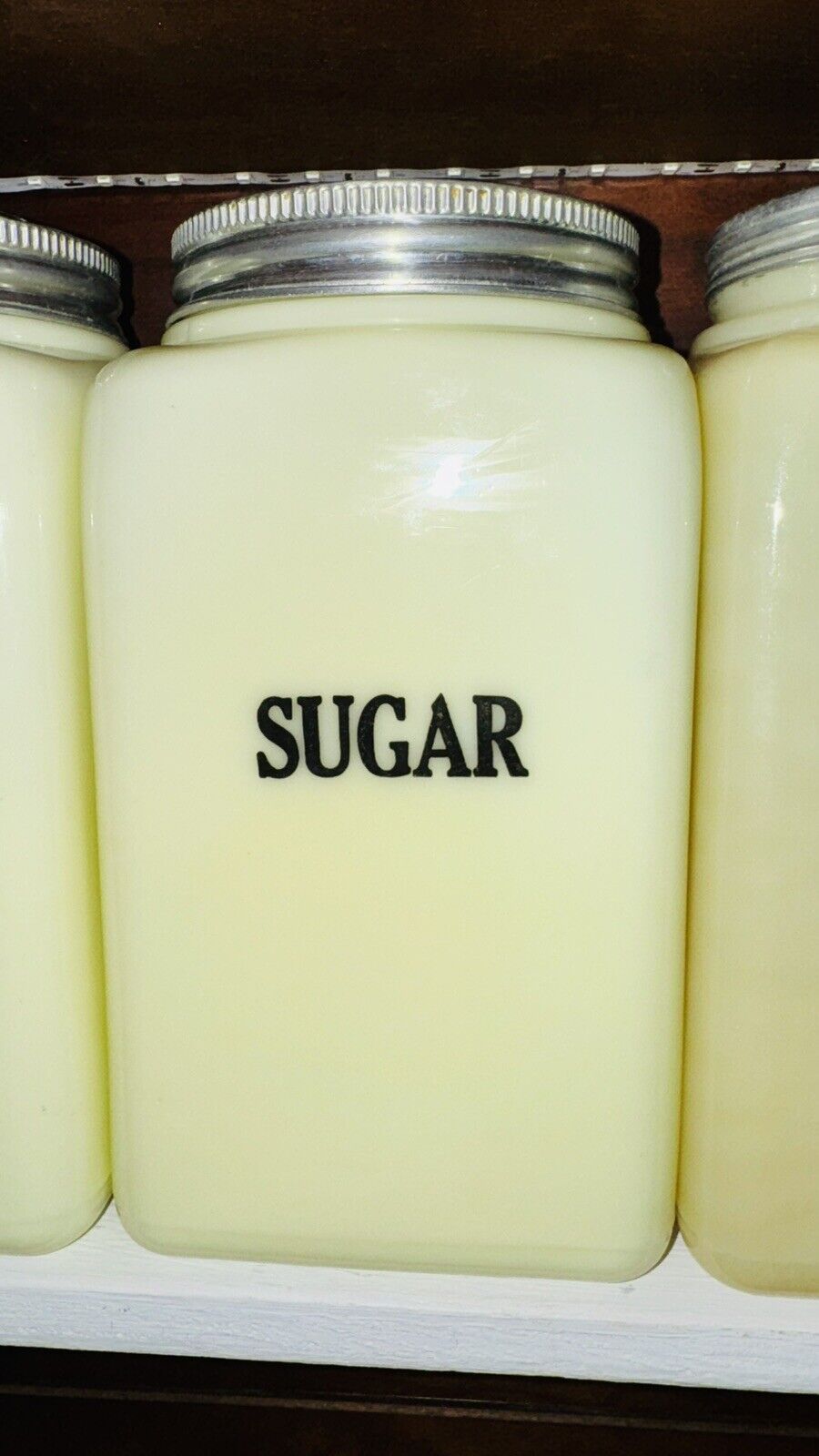 Vintage McKee Yellow Seville Canister SUGAR Screw On Lid 48 Oz