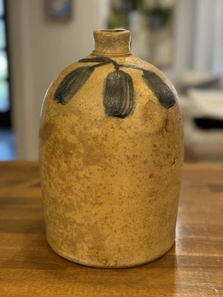 Antique Stoneware Jug Wonderful Colblat Blue Decoration