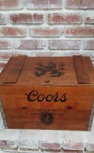Vintage VTG COORS Banquet Beer Advertising Wooden Bottle Crate Hinged Lid Bar