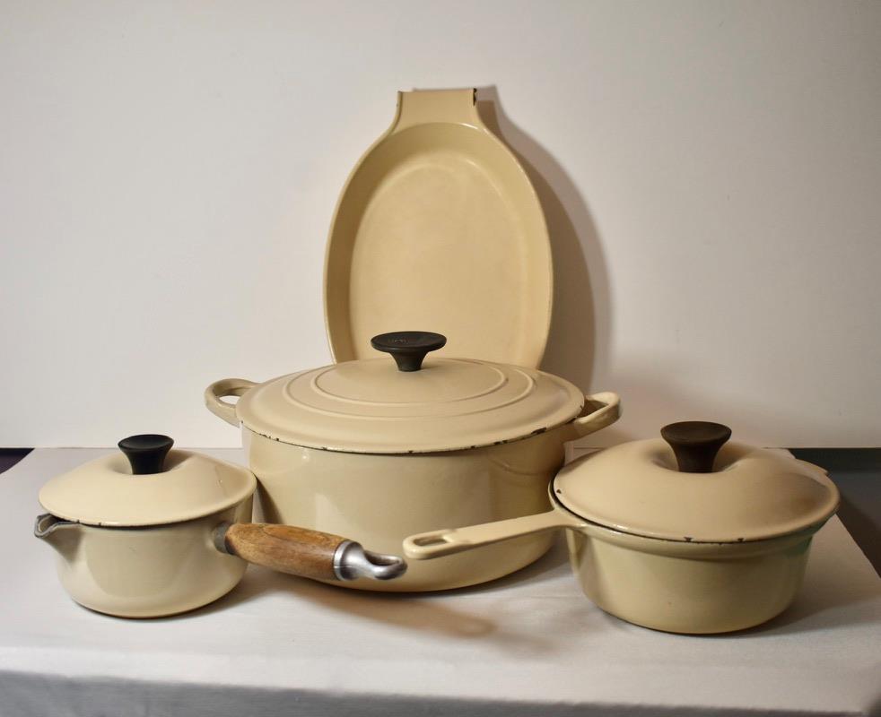 Vintage Le Creuset Cast Iron Set Tan Beige Almond Lot + Bonus