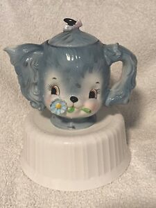 Vintage LEFTON Blue Puppy Pal TEA POT Dog TEAPOT Japan Kitsch Adorable 1950's