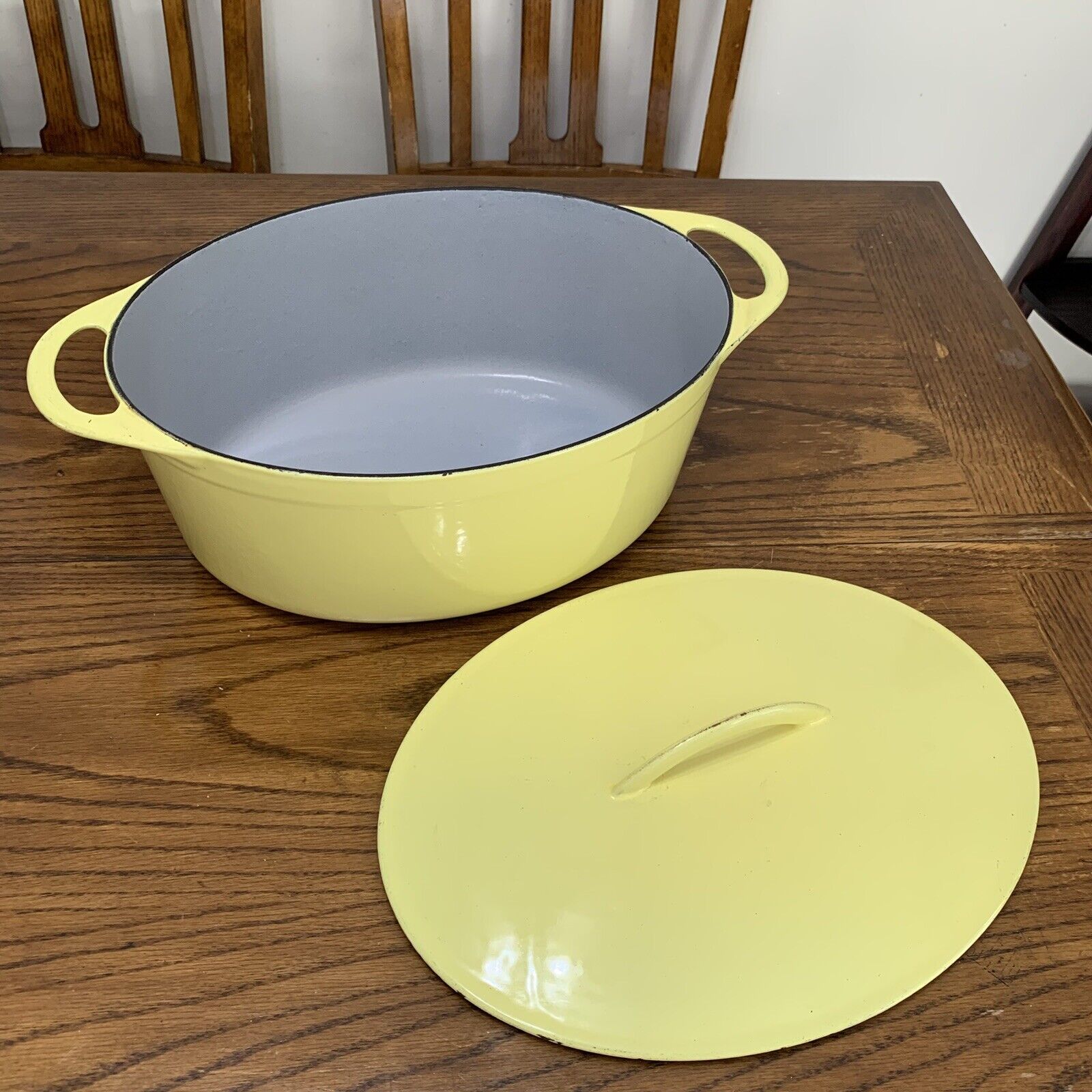 Vintage Cousances 7qt Oval Cast Iron Enamel Dutch Oven Roaster Pre Le Creuset