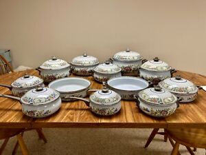 Vintage ASTA German Floral Porcelain Enamelware Cookware Set Aluminum Handles