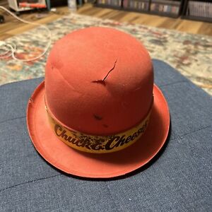 Vintage Chuck E. Cheese plastic derby hat Employee Ultra Rare 80s #2 Damaged
