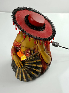 Antique 1925 Gorgeous Lady In Red Art Deco Lamp Super Rare
