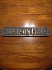 STETSON HATS COUTERTOP SIGN, VINTAGE BRASS, MADE BY IMPERIAL BRASS COMPANY, USA