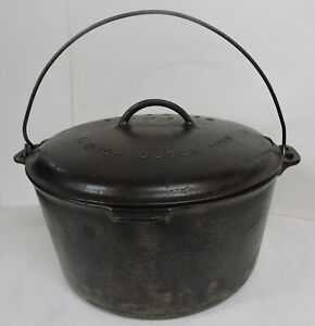 ANTIQUE GRISWOLD LARGE SLANT LOGO #12 CAST IRON DUTCH OVEN 2634 W/#12 A2636 LID